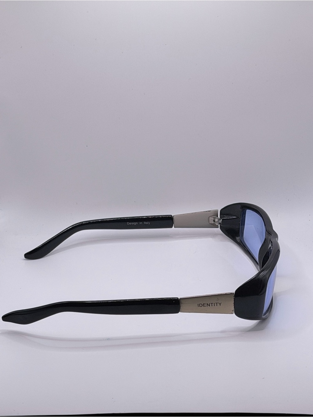Y2K Identity Wraparound Sunglasses Black Blue Lens Retro Cyber - Picture 10 of 11